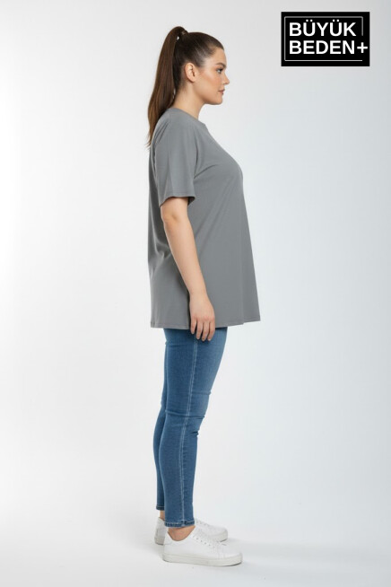 Büyük Beden Kadın Basic Tişört – Pamuklu Düz T-Shirt 3XL-6XL SPR26BTSK10