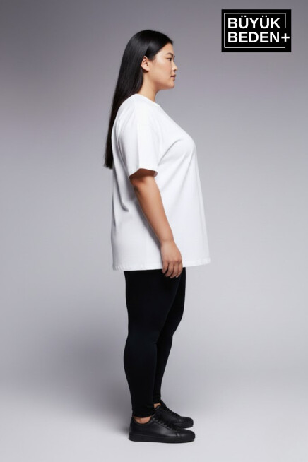 Büyük Beden Kadın Basic Tişört – Pamuklu Düz T-Shirt 3XL-6XL SPR26BTSK510