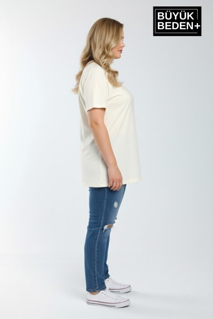 Büyük Beden Kadın Basic Tişört – Pamuklu Düz T-Shirt 3XL-6XL SPR26BTSK510