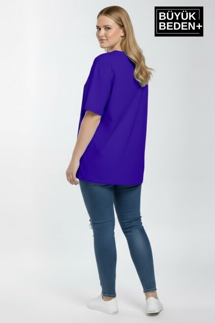 Büyük Beden Kadın Basic Tişört – Pamuklu Düz T-Shirt 3XL-6XL SPR26BTSK510