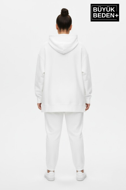 Büyük Beden Kapşonlu Capri İsland Baskılı Tunik ince Sweatshırt  SPR26BTK991-2