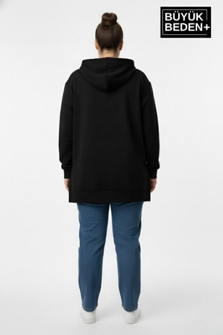 Büyük Beden Kapşonlu Tunik ince Sweatshırt  SPR26BTK991