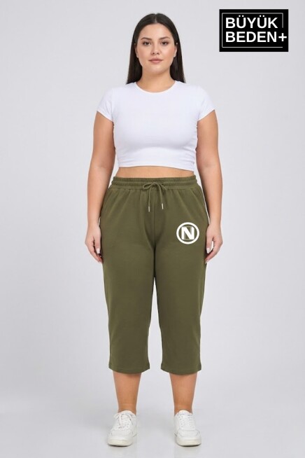 Büyük Beden N Baskılı Kadın Şort Kapri Rahat Kalıp Cepli Bağcıklı 3XL-6XL SPR26BSRK591-19