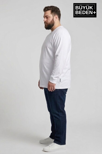 Erkek Büyük Beden 3lü Set Uzun Kollu 2 İplik Bisiklet Yaka Tişört SPR26BEA942+3