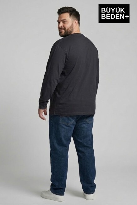 Erkek Büyük Beden Air Baskılı 2 İplik Bisiklet Yaka Tişört SPR26BTS942-1