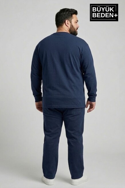 Erkek Büyük Beden Air Baskılı 2 İplik Bisiklet Yaka Tişört SPR26BTS942-1