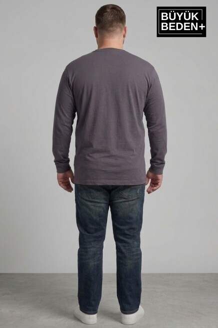 Erkek Büyük Beden Air Baskılı 2 İplik Bisiklet Yaka Tişört SPR26BTS942-1