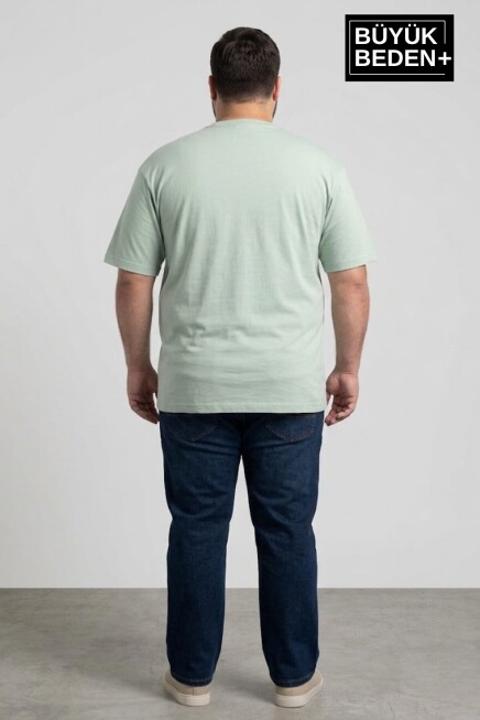 Erkek Büyük Beden Brooklyn 1970 Baskılı Bisiklet Yaka Tshırt SPR25BTS904