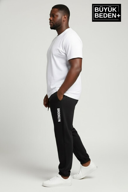 Erkek Büyük Beden BROOKLYN Baskılı Paça Lastikli  Jogger İnce Eşofman Altı  SPR26BEA951-2