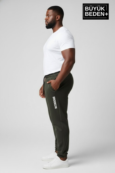 Erkek Büyük Beden BROOKLYN Baskılı Paça Lastikli  Jogger İnce Eşofman Altı  SPR26BEA951-2