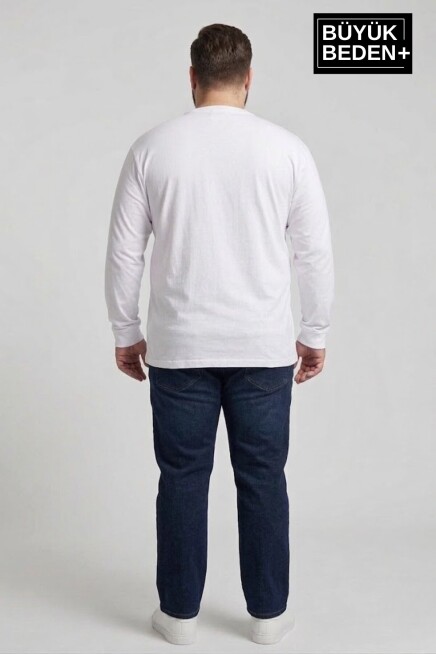 Erkek Büyük Beden El Yazılı Brooklyn Baskılı 2 İplik Bisiklet Yaka Tişört SPR26BTS942-6