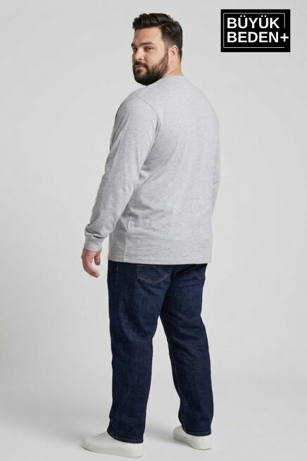 Erkek Büyük Beden El Yazılı Brooklyn Baskılı 2 İplik Bisiklet Yaka Tişört SPR26BTS942-6