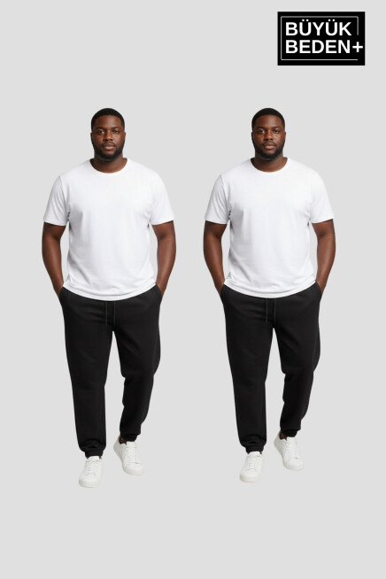 Erkek Büyük Beden İkili Jogger Paça Lastikli İnce Eşofman Altı Seti  SPR26BEA951+2
