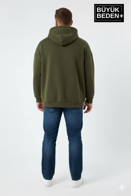 Erkek Büyük Beden Kapşonlu A Baskılı  ince Swatshırt SPR26BSW957-12