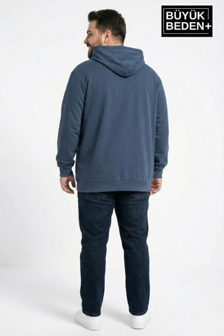 Erkek Büyük Beden Kapşonlu A Baskılı  ince Swatshırt SPR26BSW957-12