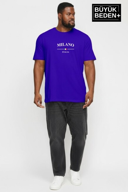 Erkek Büyük Beden Milano İtalia Baskılı 3xl-6xl Bisiklet Yaka Tshırt SPR26BTS510-09