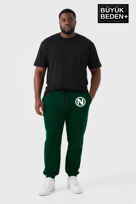 Erkek Büyük Beden N Logolu Paça Lastikli Rahat Kesim Jogger İnce Eşofman Altı SPR26BEA951-4