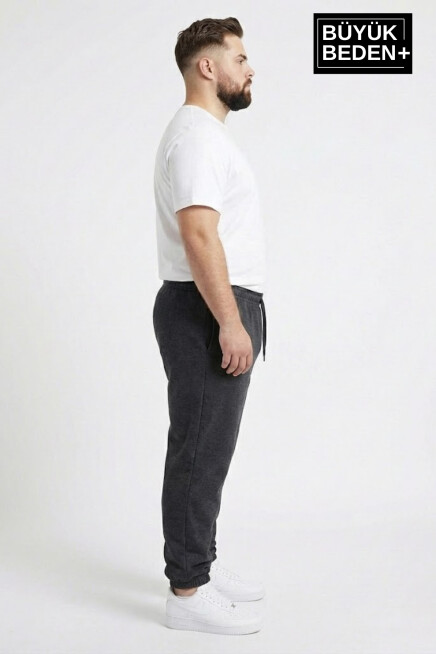 Erkek Büyük Beden N Logolu Paça Lastikli Rahat Kesim Jogger İnce Eşofman Altı SPR26BEA951-4