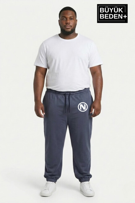 Erkek Büyük Beden N Logolu Paça Lastikli Rahat Kesim Jogger İnce Eşofman Altı SPR26BEA951-4