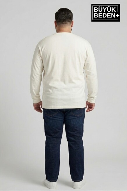 Erkek Büyük Beden New York Baskılı 2 İplik Bisiklet Yaka Tişört SPR26BTS942-5