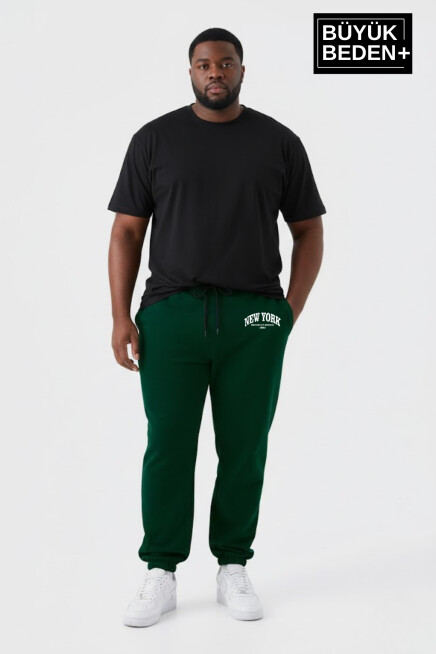 Erkek Büyük Beden New York Baskılı Paça Lastikli Rahat Kesim Jogger İnce Eşofman Altı SPR26BEA951-5