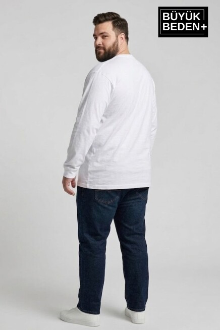 Erkek Büyük Beden Orta Brooklyn Baskılı 2 İplik Bisiklet Yaka Tişört SPR26BTS942-8