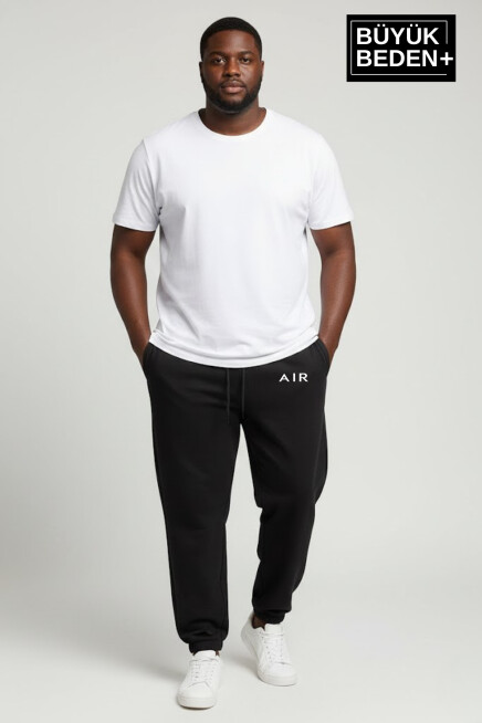 Erkek Büyük Beden Paça Lastikli Rahat Kalıp AR Baskılı İnce Eşofman Altı SPR26BEA951-1