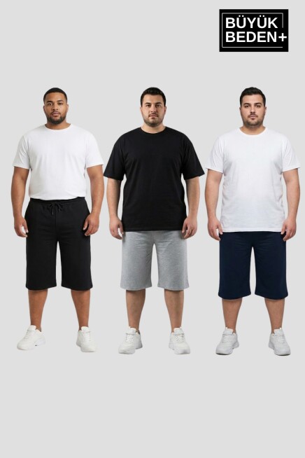 Erkek Büyük Beden Rahat Kalıp Şort Seti 3X-6XL SPR26BSR591+3