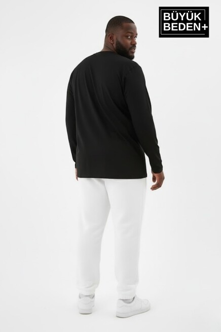 Erkek Büyük Beden Uzun Kollu 2 İplik Bisiklet Yaka Tişört