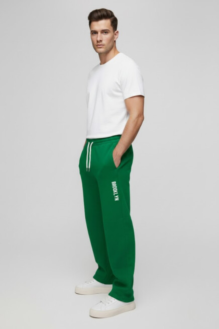 Erkek İçi Polarlı 3 iplik Kalın Brooklyn Baskılı Eşofman Altı SPR25EA70