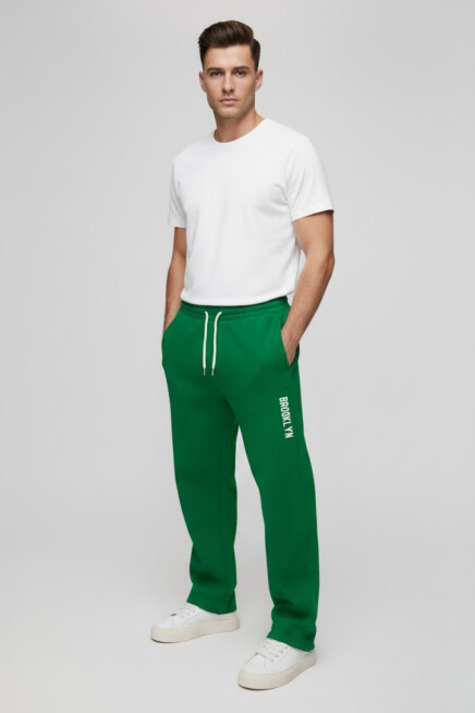 Erkek İçi Polarlı 3 iplik Kalın Brooklyn Baskılı Eşofman Altı SPR25EA70