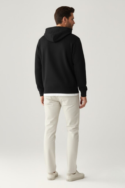 Erkek Kapşonlu Rahat Kalıp İçi Polarlı 3 iplik Kalın SweatShırt spr25sw55