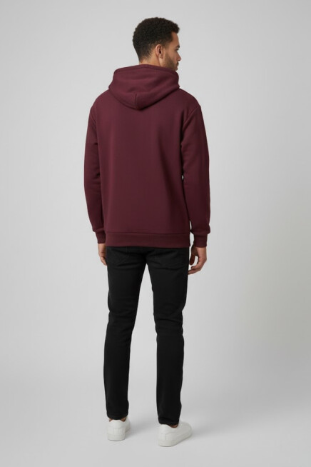 Erkek Kapşonlu Rahat Kalıp İçi Polarlı 3 iplik Kalın SweatShırt spr25sw55