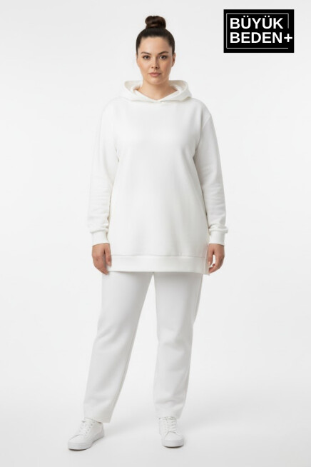 Kadın Büyük Beden 3lü Set Kapşonlu Tunik ince Sweatshırt  SPR26BTK991+3