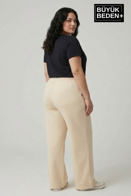Kadın Büyük Beden Bol Paça  Yüksek Bel Lastikli NewYork Baskılı Eşofman Altı SPR26BEA988-5
