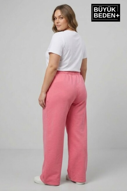 Kadın Büyük Beden Bol Paça  Yüksek Bel Lastikli NewYork Baskılı Eşofman Altı SPR26BEA988-5