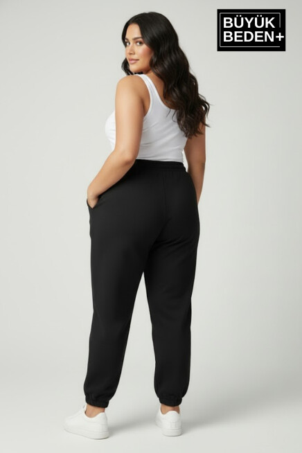 Kadın Büyük Beden BROOKLYN 1970 Baskılı Paça Lastikli Jogger İnce Eşofman Altı SPR26BEAK951-3