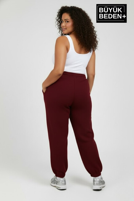 Kadın Büyük Beden BROOKLYN Baskılı Paça Lastikli  Jogger İnce Eşofman Altı  SPR26BEAK951-2
