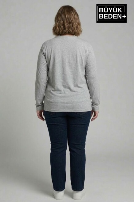 Kadın Büyük Beden El Yazılı Brooklyn Baskılı 2 İplik Bisiklet Yaka Tişört SPR26BTSK942-6