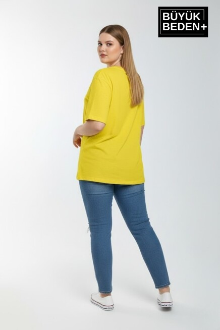 Kadın Büyük Beden Milano İtalia Baskılı 3xl-6xl Bisiklet Yaka Tshırt SPR25BTSK510-09