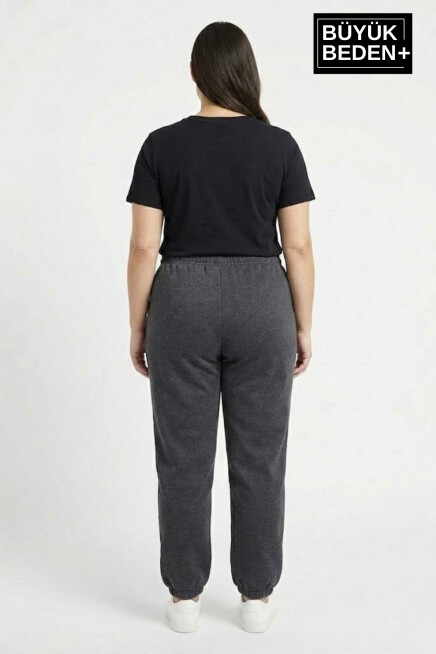 Kadın Büyük Beden N Logolu Paça Lastikli Rahat Kesim Jogger İnce Eşofman Altı SPR26BEAK951-4