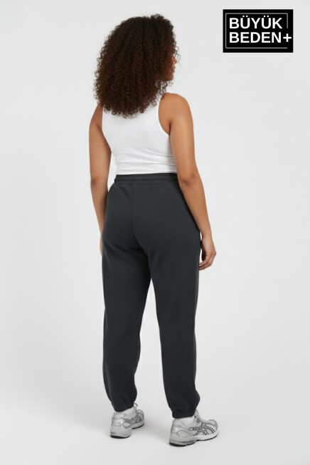 Kadın Büyük Beden New York Paça Lastikli Rahat Kesim Jogger İnce Eşofman Altı SPR26BEAK951-5