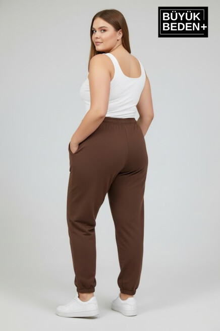 Kadın Büyük Beden New York Paça Lastikli Rahat Kesim Jogger İnce Eşofman Altı SPR26BEAK951-5