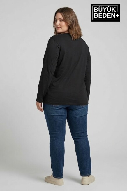 Kadın Büyük Beden Orta Brooklyn Baskılı 2 İplik Bisiklet Yaka Tişört SPR26BTSK942-8