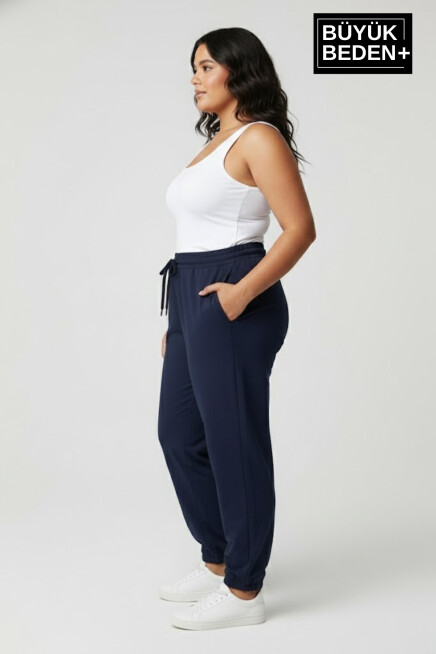Kadın Büyük Beden Paça Lastikli İki İplik Rahat Kalıp ince Eşofman Altı SPR26BEAK951