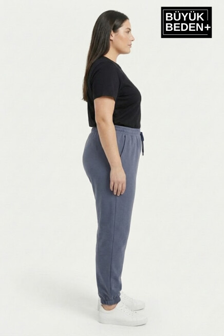 Kadın Büyük Beden Paça Lastikli İki İplik Rahat Kalıp ince Eşofman Altı SPR26BEAK951