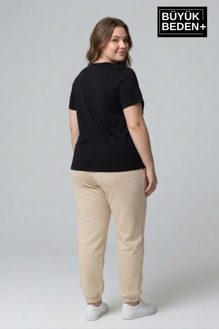 Kadın Büyük Beden Paça Lastikli İki İplik Rahat Kalıp ince Eşofman Altı SPR26BEAK951