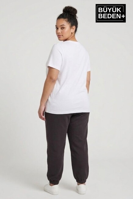 Kadın Büyük Beden Paça Lastikli İki İplik Rahat Kalıp ince Eşofman Altı SPR26BEAK951