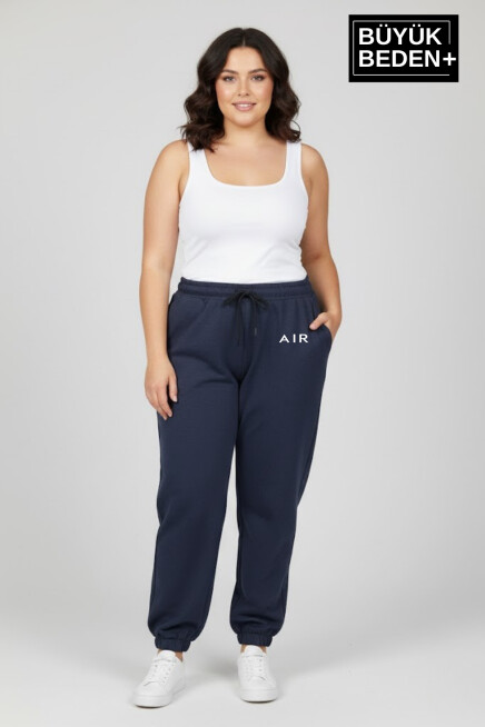 Kadın Büyük Beden Paça Lastikli Rahat Kalıp AR Baskılı İnce Eşofman Altı SPR26BEAK951-1