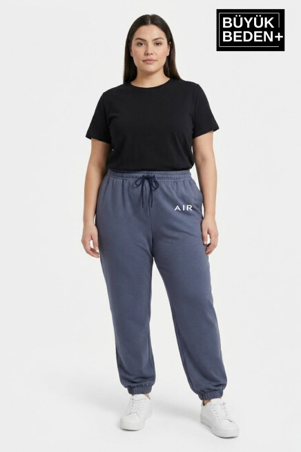 Kadın Büyük Beden Paça Lastikli Rahat Kalıp AR Baskılı İnce Eşofman Altı SPR26BEAK951-1